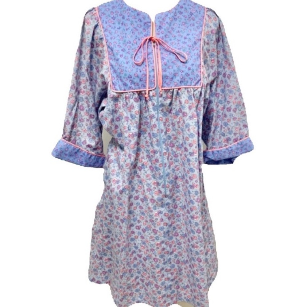 Vintage Talbots Ariel Blockprint MuumuuDress Housecoat One Size